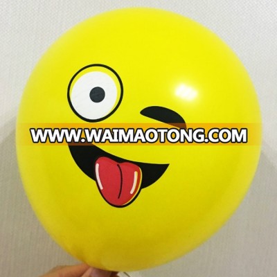 12 inch round shape emoji latex balloon for Christmas decoration