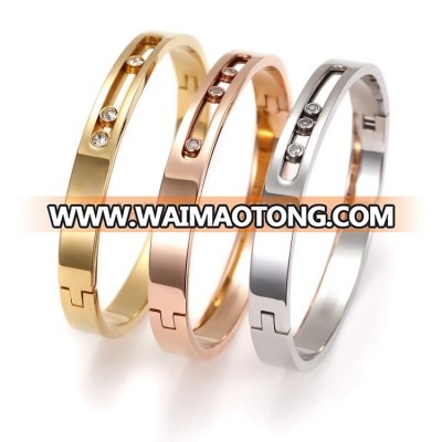 High quality women bangle 316L stainless steel lady diamond bracelets