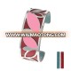 Trendy Party Jewelry Leaf Cuffs Wide Bangles Argent Enamel Stainless Steel Bracelets